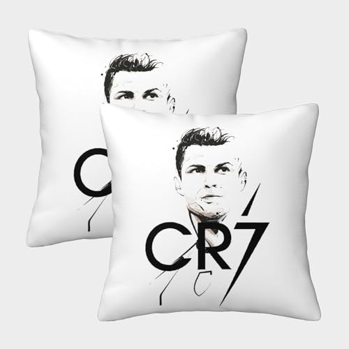 ZZBNECAKE Ronaldo 2er Set Kissen Bezug - Fußball Weich Sofakissen Bezug Für Sofa Auto Büro Stuhl Bett - Geburtstag Geschenk Für Ehemann Freund Freundin 40x40cm von ZZBNECAKE