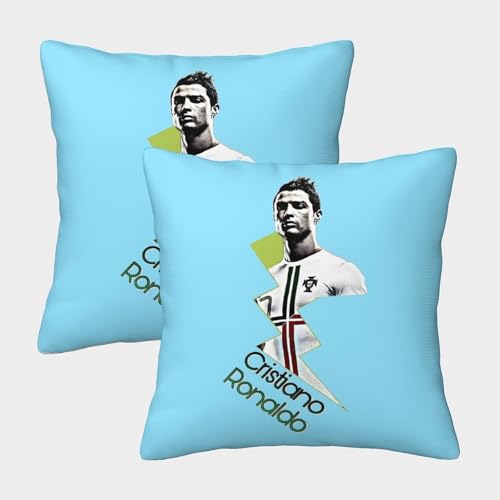ZZBNECAKE Ronaldo 2er Set Kissenbezug - Fußball Coole Kissen Bezug Für Sofa Auto Büro Stuhl Bett - Geburtstag Geschenk Für Schwester Bruder Neffe Nichte 45x45cm von ZZBNECAKE