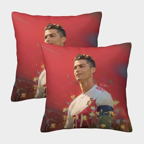 ZZBNECAKE Ronaldo 2er Set Kissenhülle - Fußball Weich Kissen Bezug Für Couch Sofa Bett Stuhl Auto - Geburtstag Geschenk Für Schwester Bruder Neffe Nichte 40x40cm ZZBNECAKE Ronaldo 2er Set Kissenhülle - Fußball Weich Kissen Bezug Für Couch Sofa Bett Stuhl Auto - Geburtstag Geschenk Für Schwester Bruder Neffe Nichte 40x40cm von ZZBNECAKE