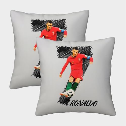 ZZBNECAKE Ronaldo 2er Set Kissenhülle - Fußball Weich Kissen Bezug Für Couch Sofa Bett Stuhl Auto - Geburtstag Geschenk Für Schwester Bruder Neffe Nichte 45x45cm ZZBNECAKE Ronaldo 2er Set Kissenhülle - Fußball Weich Kissen Bezug Für Couch Sofa Bett Stuhl Auto - Geburtstag Geschenk Für Schwester Bruder Neffe Nichte 45x45cm von ZZBNECAKE