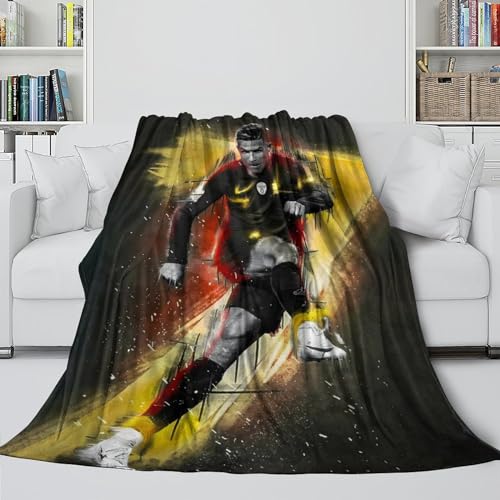 Ronaldo Flanell Decke - Fußball Decke Geburtstag Geschenk Für Sohn Tochter Enkel Enkelin Freund - Weich Decke Zu Zeigen Ihre Begleiten Und Fürsorge 60x80inch(150x200cm) von ZZBNECAKE