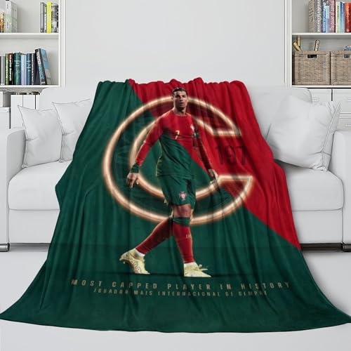ZZBNECAKE Ronaldo Flanell Decke - Fußball Weich Decke Geburtstag Geschenk Für Sohn Tochter Enkel Enkelin Freund - Tactile Gefühl Wie Eine Umarmung in Einer Decke 60x80inch(150x200cm) von ZZBNECAKE