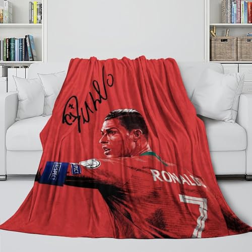 ZZBNECAKE Ronaldo Weich Decke - Fußball Decke Geburtstag Geschenk Für Schwester Bruder Neffe Nichte - Für Das Ablegen Ihres Telefons Und EIN Nettes Nickerchen 60x80inch(150x200cm) von ZZBNECAKE