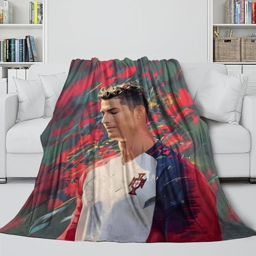 ZZBNECAKE Ronaldo Weiche Decke - Fußball Decke Für Klimaanlage Geburtstag Geschenk Für Ehemann Freund Freundin Nachbar - Schlafzimmer Wohnzimmer Krippe Dekor 50x60inch(127x152cm) von ZZBNECAKE