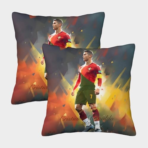 ZZBNECAKE Ronaldo 2er Set Kissen Bezug - Fußball Coole Kissenbezugen Für Sofa Auto Büro Stuhl Bett Dekor - Geburtstag Geschenk Für Ehemann Freund Freundin 50x50cm ZZBNECAKE Ronaldo 2er Set Kissen Bezug - Fußball Coole Kissenbezugen Für Sofa Auto Büro Stuhl Bett Dekor - Geburtstag Geschenk Für Ehemann Freund Freundin 50x50cm von ZZBNECAKE