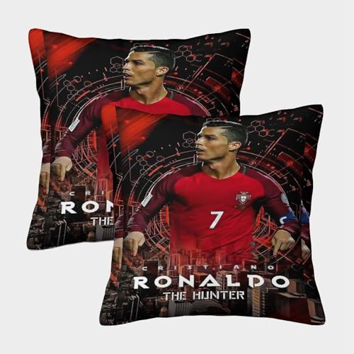 ZZBNECAKE Ronaldo 2er Set Kissen Bezug - Fußball Weich Kissenhülle Für Sofa Stuhl Bett Auto Büro Dekor - Geburtstag Geschenk Für Ehemann Freund Freundin 40x40cm von ZZBNECAKE