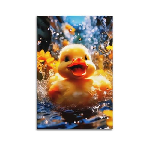 ZZBYMX Joyful Funny Decorative Poster for Children Cute Baby Duck Attractive Decorative Painting Canvas Wall Poster for Bedroom Artistic Pictures Prints Modern Family 20x30inch(50x75cm) von ZZBYMX