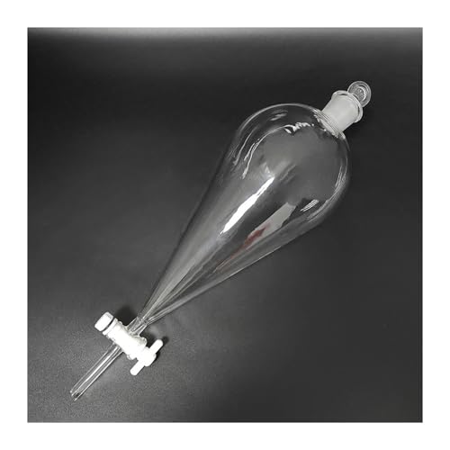 Trenntrichter in Birnenform, mit eingeschliffenem Glasstopfen und Absperrhahn, Kapazität 60 ml - 7000 ml, Schalterventil (60 ml) von ZZCYLIUXY