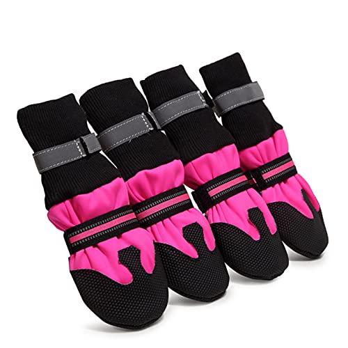 ZZDH Hundeschuhe Pfotenschutz 4 Teile/Satz wasserdicht Winter Hund Schuhe rutschfeste Regen Schnee Stiefel Schuhe dick warm für Socks Booties wasserdichte Breathable von ZZDH