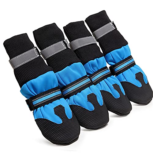 ZZDH Hundeschuhe Pfotenschutz 4 Teile/Satz wasserdicht Winter Hund Schuhe rutschfeste Regen Schnee Stiefel Schuhe dick warm für Socks Booties wasserdichte Breathable von ZZDH