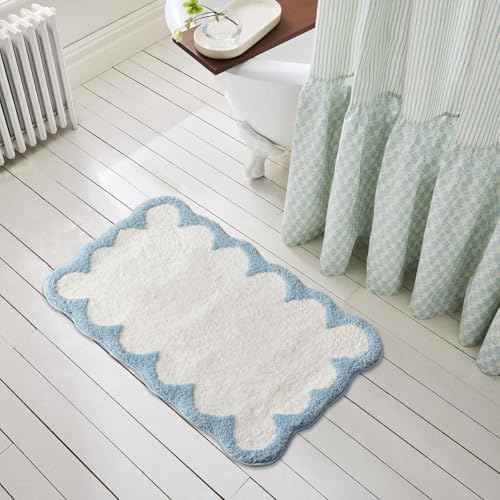 Badematten Blaue Grenze Badematte rutschfest Waschbar Flauschige Badteppich Mikrofaser Saugfähig Badvorleger Duschvorleger Badematten Blaue Grenze Badematte rutschfest Waschbar Flauschige Badteppich Mikrofaser Saugfähig Badvorleger Duschvorleger von ZZDXL