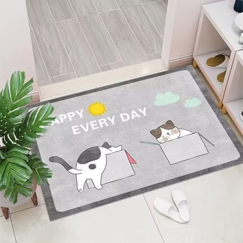 Badematten Graue Katze Badematte rutschfest Waschbar Flauschige Badteppich Mikrofaser Saugfähig Badvorleger Duschvorleger von ZZDXL