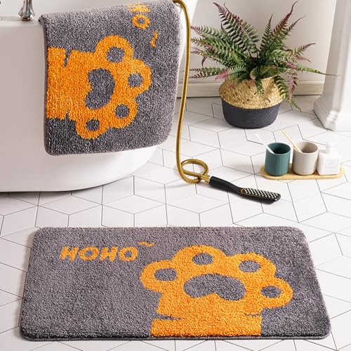 Badematten Orange Muster Badematte rutschfest Waschbar Flauschige Badteppich Mikrofaser Saugfähig Badvorleger Duschvorleger von ZZDXL