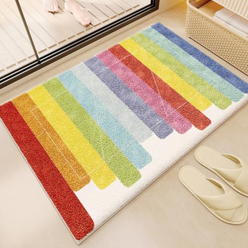 Badematten Regenbogen Badematte rutschfest Waschbar Flauschige Badteppich Mikrofaser Saugfähig Badvorleger Duschvorleger Badematten Regenbogen Badematte rutschfest Waschbar Flauschige Badteppich Mikrofaser Saugfähig Badvorleger Duschvorleger von ZZDXL