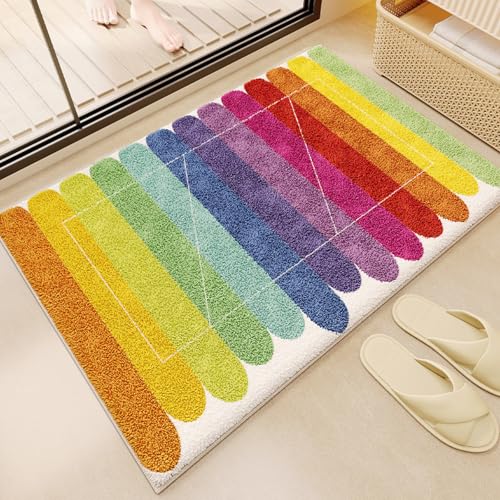 Badematten Regenbogen Badematte rutschfest Waschbar Flauschige Badteppich Mikrofaser Saugfähig Badvorleger Duschvorleger Badematten Regenbogen Badematte rutschfest Waschbar Flauschige Badteppich Mikrofaser Saugfähig Badvorleger Duschvorleger von ZZDXL