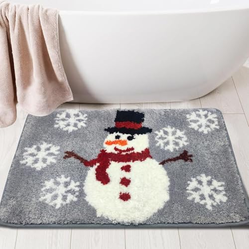 Badematten Schneemann Badematte rutschfest Waschbar Flauschige Badteppich Mikrofaser Saugfähig Badvorleger Duschvorleger von ZZDXL