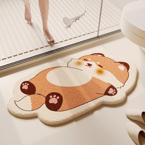 Badematten Tiere Badematte rutschfest Waschbar Flauschige Badteppich Mikrofaser Saugfähig Badvorleger Duschvorleger von ZZDXL