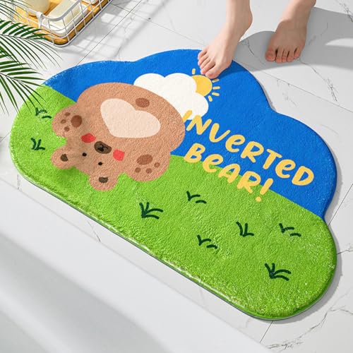 Badematten & Badteppiche Bären Super Weich Mikrofaser Badezimmerteppich rutschfeste Waschbar Badteppich Saugfähig Badvorleger Badewanne und Toilette von ZZDXL