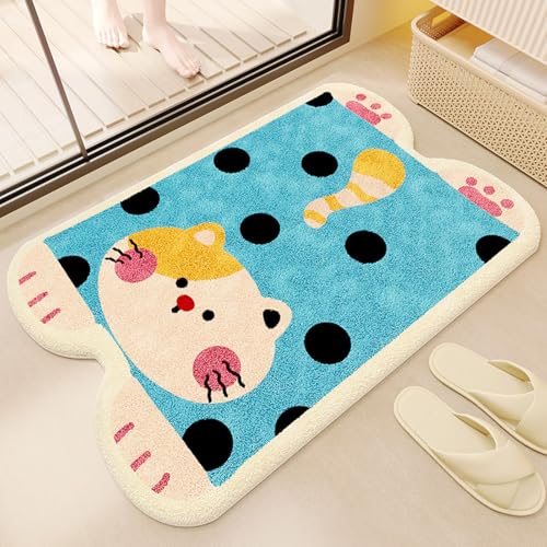 Badematten & Badteppiche Blaue Katze Super Weich Mikrofaser Badezimmerteppich rutschfeste Waschbar Badteppich Saugfähig Badvorleger Badewanne und Toilette von ZZDXL