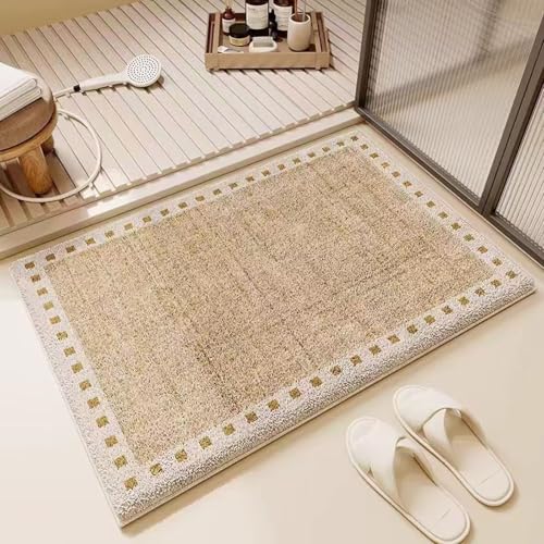 Badematten & Badteppiche Gelbes Quadrat Super Weich Mikrofaser Badezimmerteppich rutschfeste Waschbar Badteppich Saugfähig Badvorleger Badewanne und Toilette von ZZDXL