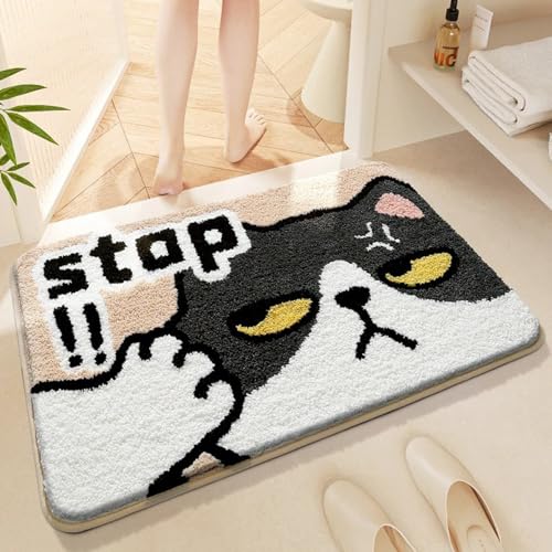 Badematten & Badteppiche Katzen Super Weich Mikrofaser Badezimmerteppich rutschfeste Waschbar Badteppich Saugfähig Badvorleger Badewanne und Toilette von ZZDXL