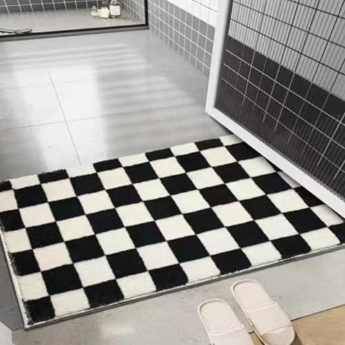 Badematten & Badteppiche Schwarz Super Weich Mikrofaser Badezimmerteppich rutschfeste Waschbar Badteppich Saugfähig Badvorleger Badewanne und Toilette von ZZDXL