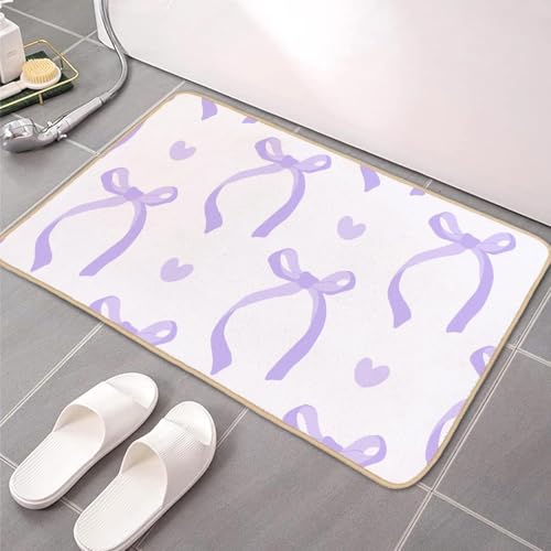 Badematten & Badteppiche Violett Super Weich Mikrofaser Badezimmerteppich rutschfeste Waschbar Badteppich Saugfähig Badvorleger Badewanne und Toilette von ZZDXL