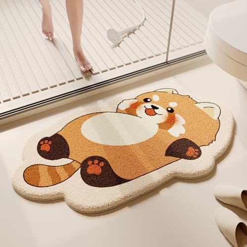 Badematten & Badteppiche Waschbären Super Weich Mikrofaser Badezimmerteppich rutschfeste Waschbar Badteppich Saugfähig Badvorleger Badewanne und Toilette von ZZDXL