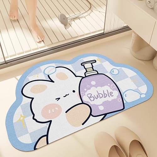 Badezimmerteppich Bubble Rabbit Badematte rutschfest,Weiche Badteppich,Badvorleger Duschvorleger,badvorleger rutschfest waschbar,Bad Teppich Flauschig50×80cm von ZZDXL