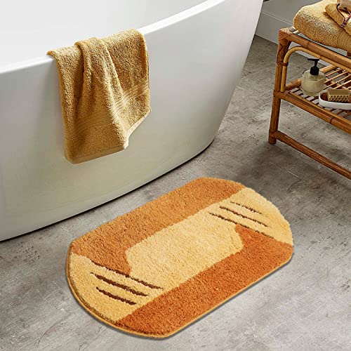 Badezimmerteppich Orange Badematte rutschfest,Weiche Badteppich ,Badvorleger Duschvorleger,Teppich Badezimmer Waschbar,Bad Teppich Flauschig40×60cm von ZZDXL