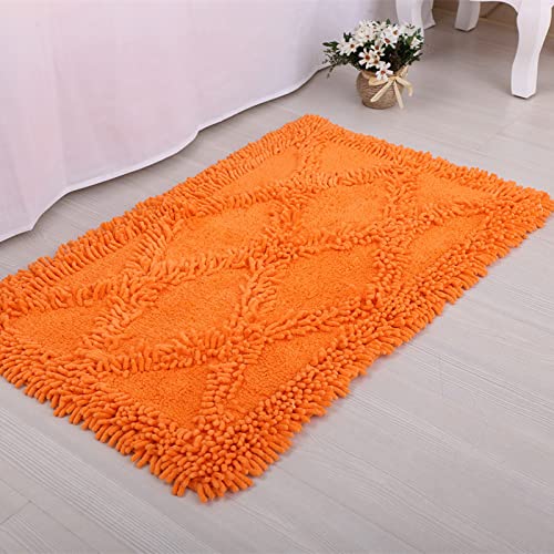 Badezimmerteppich Orange Geometrie Duschvorleger rutschfest Badematte Saugfähig Badvorleger Gross Badteppich Mikrofaser Badteppiche Maschinenwaschbar40×60cm von ZZDXL