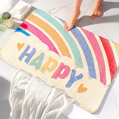 Badezimmerteppich Regenbogen Badematte rutschfest,Weiche Badteppich ,Badvorleger Duschvorleger,Teppich Badezimmer Waschbar,Bad Teppich Flauschig40×60cm von ZZDXL