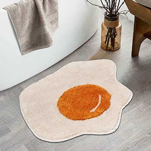 ZZDXL Badezimmerteppich Spiegelei Badematte rutschfest,Weiche Badteppich ,Badvorleger Duschvorleger,Teppich Badezimmer Waschbar,Bad Teppich Flauschig50×80cm von ZZDXL