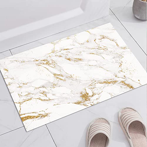 Badezimmerteppich Weißgold-Marmor Badematte rutschfest,Weiche Badteppich,Badvorleger Duschvorleger,Teppich Badezimmer Waschbar,Bad Teppich Flauschig50×80cm Badezimmerteppich Weißgold-Marmor Badematte rutschfest,Weiche Badteppich,Badvorleger Duschvorleger,Teppich Badezimmer Waschbar,Bad Teppich Flauschig50×80cm von ZZDXL