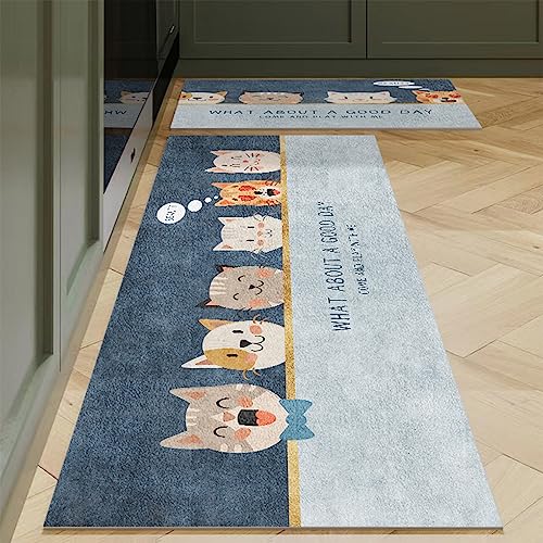 Küchenteppich 40x120 Blaue Katze Küchenläufer Teppich Für Küche Waschbarer rutschfest Läufer Küchenmatte Weich Und Superabsorbierend Waschbar In Waschmaschine Küchenteppich 40x120 Blaue Katze Küchenläufer Teppich Für Küche Waschbarer rutschfest Läufer Küchenmatte Weich Und Superabsorbierend Waschbar In Waschmaschine von ZZDXL