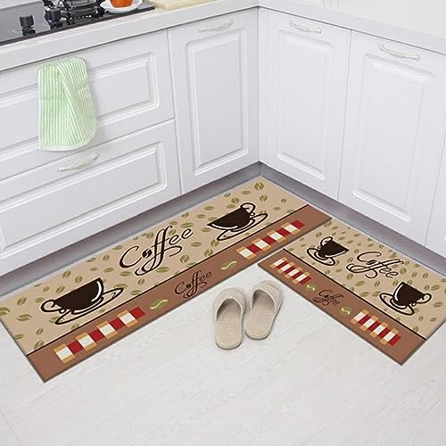 Küchenteppich 40x60 Kaffee Küchenläufer Teppich Für Küche Waschbarer rutschfest Läufer Küchenmatte Weich Und Superabsorbierend Waschbar In Waschmaschine von ZZDXL