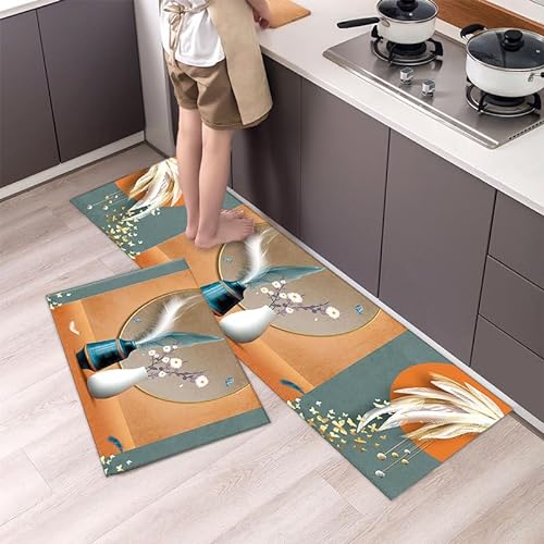 Küchenteppich 40x60 Vase Küchenläufer Teppich Für Küche Waschbarer rutschfest Läufer Küchenmatte Küchenfußmatten Mikrofaser Weich Und Superabsorbierend von ZZDXL