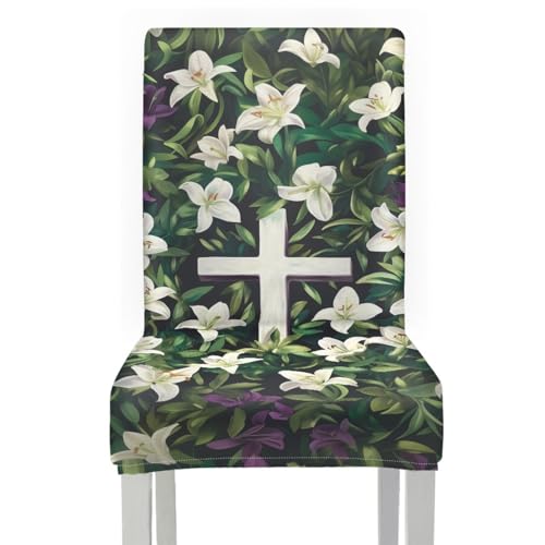 Stuhlhussen 4Er Set Blumen Hussen für Stühle mit Hoher Lehne,Stuhlbezug für Esszimmerstühle,Stuhlhusse Stretch,Stuhlhussen Schwingstuhl Waschbar von ZZDXL