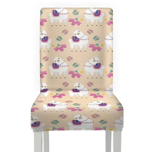 Stuhlhussen 4Er Set Schwach Gelb Hussen für Stühle mit Hoher Lehne,Stuhlbezug für Esszimmerstühle,Stuhlhusse Stretch,Stuhlhussen Schwingstuhl Waschbar von ZZDXL