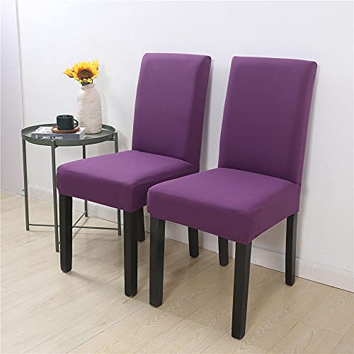 Stuhlhussen 4Er Set Violett Stuhlbezug für Esszimmerstühle,Stuhlhusse Stretch,Stuhlhussen Schwingstuhl Waschbar, Hussen für Stühle Mit Gummiband,Stuhlhusse Moderne von ZZDXL