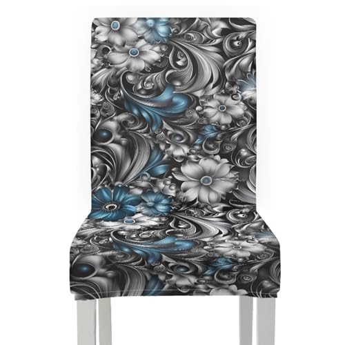 Stuhlhussen 6Er Set Blaue Graue Blumen Stuhlbezüge Stretch Stuhlhussen Esszimmerstühle Elastischer Hussen Schwingstuhl, Stuhl Überzug Esszimmer Hotel Stuhlhussen 6Er Set Blaue Graue Blumen Stuhlbezüge Stretch Stuhlhussen Esszimmerstühle Elastischer Hussen Schwingstuhl, Stuhl Überzug Esszimmer Hotel von ZZDXL