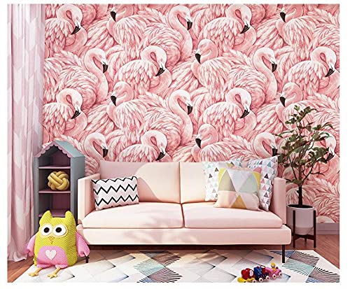 Tapeten Rosa Flamingo Tapete Vliestapete 10 M X 0,53 M,3D Tapete Für Schlafzimmer Wohnzimmer Oder Küche,Modern Klassisch Elegance Tapete Kinderzimmer,Wandtapete Jungen Mädchen von ZZDXL