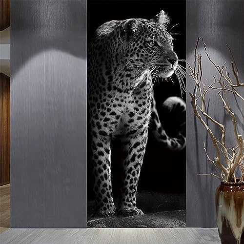 Türtapete Selbstklebend 3D 77X200 Leopard Türtapete Selbstklebend Türposter,Fototapete Selbstklebend 3D Pvc Türaufkleber Diy Türbild,Türfolie Poster Tapete von ZZDXL