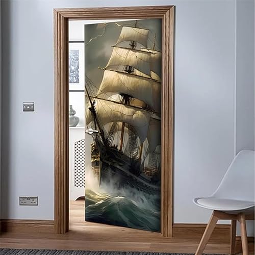 Türtapete Selbstklebend 77x200 Schiff 3D PVC Türsticker Modern Türdekoration von ZZDXL