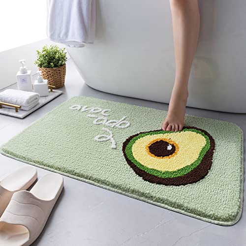 ZZDXL Badezimmerteppich Avocado Badematte rutschfest,Weiche Badteppich,Badvorleger Duschvorleger,Teppich Badezimmer Waschbar,Bad Teppich Flauschig60×90cm von ZZDXL