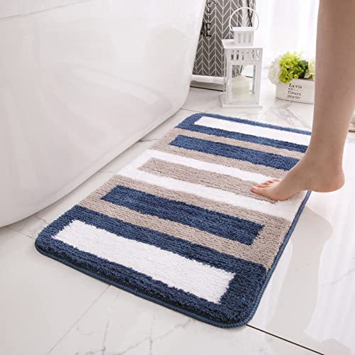 ZZDXL Badezimmerteppich Blaue Streifen Duschvorleger rutschfest Badematte Saugfähig Badvorleger Gross Badteppich Mikrofaser Badteppiche Maschinenwaschbar 40X60cm ZZDXL Badezimmerteppich Blaue Streifen Duschvorleger rutschfest Badematte Saugfähig Badvorleger Gross Badteppich Mikrofaser Badteppiche Maschinenwaschbar 40X60cm von ZZDXL
