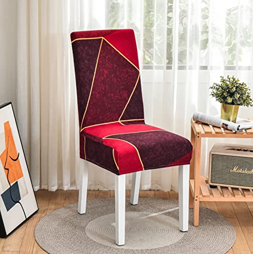 ZZDXL Stuhlhussen 2er Set Rot Stuhlbezug für Esszimmerstühle,Stuhlhusse Stretch,Stuhlhussen Schwingstuhl Waschbar, Hussen für Stühle Mit Gummiband,Stuhlhusse Moderne von ZZDXL