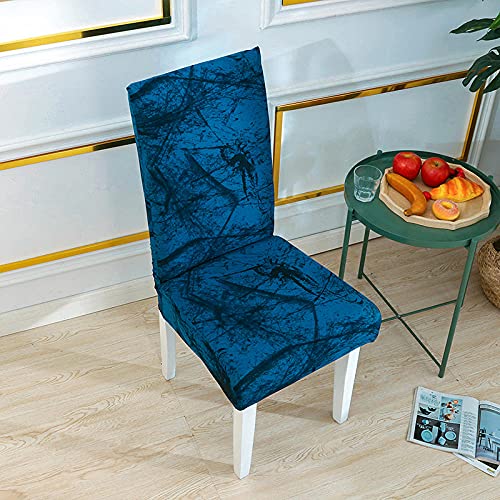 ZZDXL Stuhlhussen 4Er Set Dunkelblau Stuhlbezug für Esszimmerstühle,Stuhlhusse Stretch,Stuhlhussen Schwingstuhl Waschbar, Hussen für Stühle Mit Gummiband,Stuhlhusse Moderne von ZZDXL