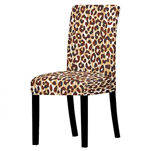 ZZDXL Stuhlhussen 6Er Set Leopard Stuhlhussen Schwingstuhl Stuhlbezug Stretch Esszimmerstühle Hussen Abnehmbarer Moderne Beschützer Schutzhülle für Bankett Hotel von ZZDXL