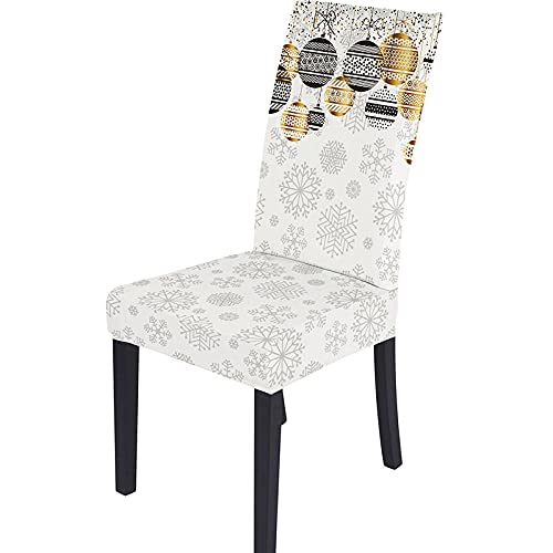 ZZDXL Stuhlhussen 6Er Set Weisse Weihnachten Stuhlbezug Stretch Stuhlhussen Schwingstühle Esszimmerstühle Elastischer Hussen Schwingstuhl, Hussen für Stühle Esszimmer Hotel von ZZDXL